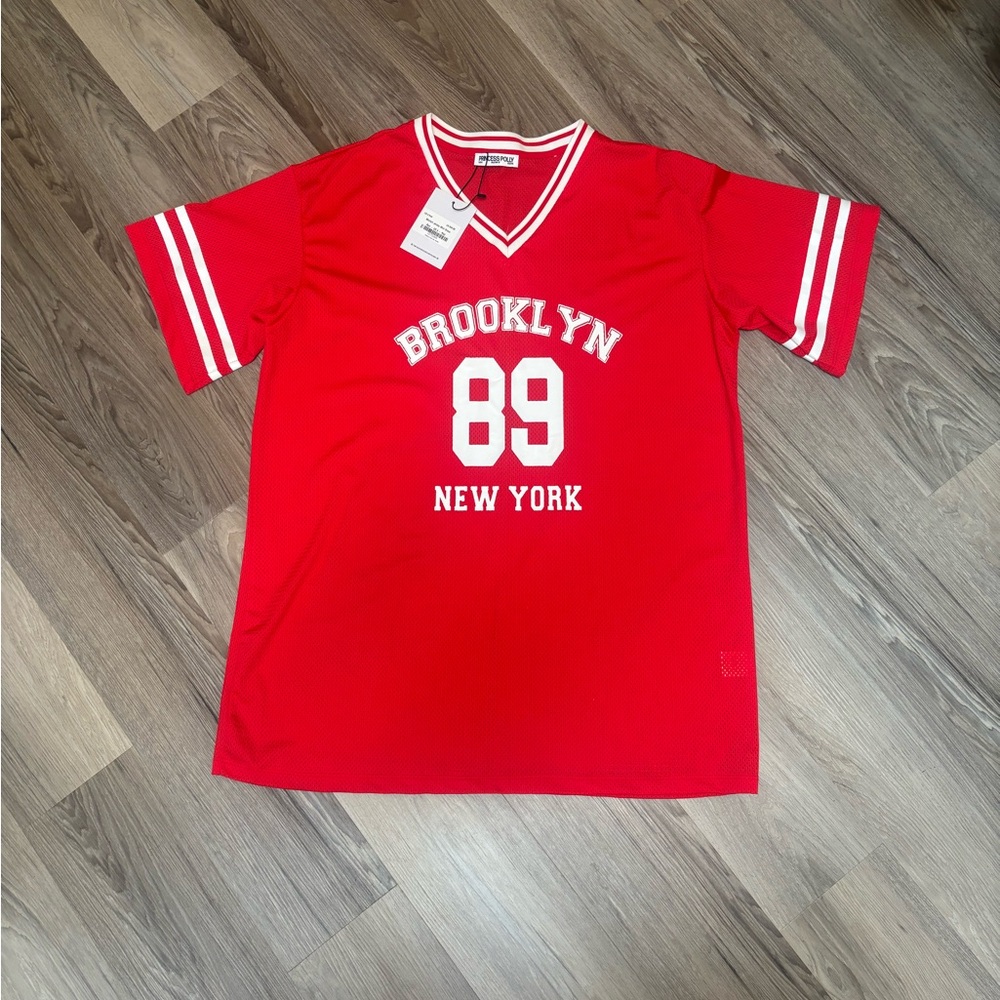 Princess Polly Red and White Brooklyn Jersey